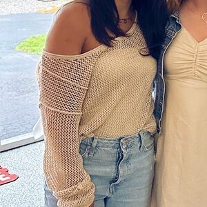 Women's Cream Off-Shoulder Sweater